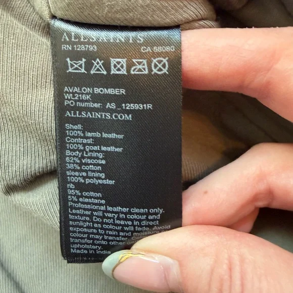 All Saints Olive Leather Jacket - Picture 7 of 11